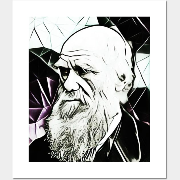 Charles Darwin Black and White Portrait | Charles Darwin Artwork 4 Wall Art by JustLit